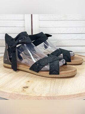 UGG Idina Ankle Wrap Boho Espadrille Sandals Black Women 8 Flat Gladiator
